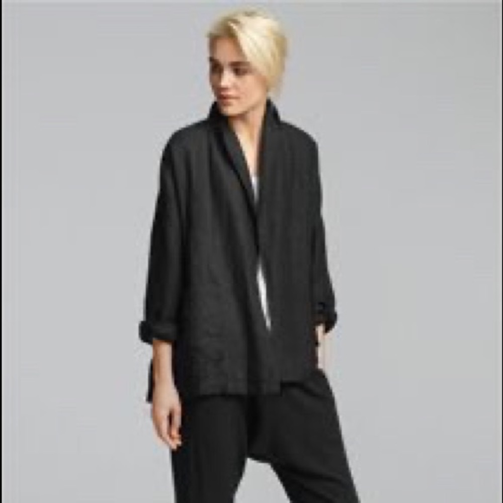 Eileen Fisher ORGANIC LINEN SHAWL COLLAR M